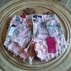 Boom Boom Jeans Short, Mid Rise, Size 1 Color Pink and Green